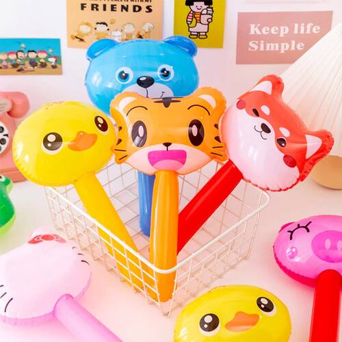 10Pc Cute Animal Inflatable Hammer with Bell Summer Pool Bea