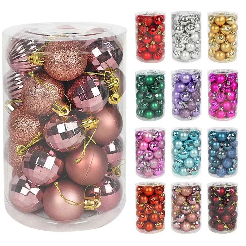 12/24/34pc Rose Gold Christmas Balls Decoration Garden Home