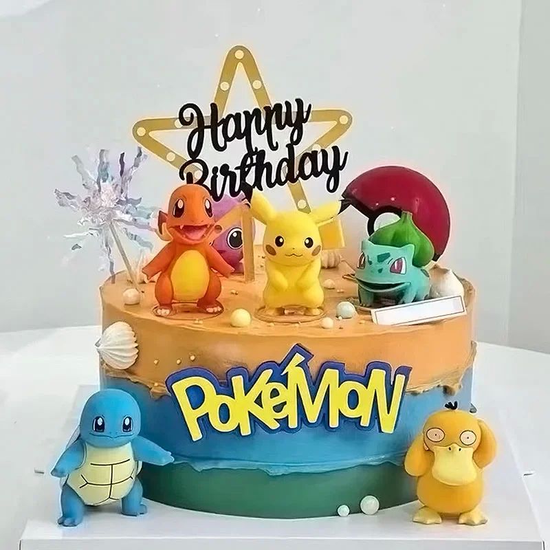 13Pcs/set Pokemon Cake Anime Figure Pikachu Party Happy Birt