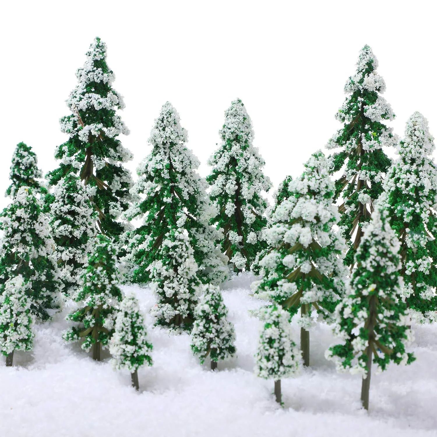 6 Sizes of Mini Snow Pine Model Trees Scenery Trees for Chri