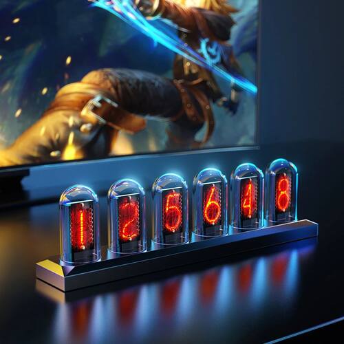 Nixie Tube Clock LED Glows IPS Color Screen DIY Analog Digit