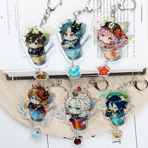 Genshin Impact Shogun Venti Keychain Cosplay Zhongli Diluc T