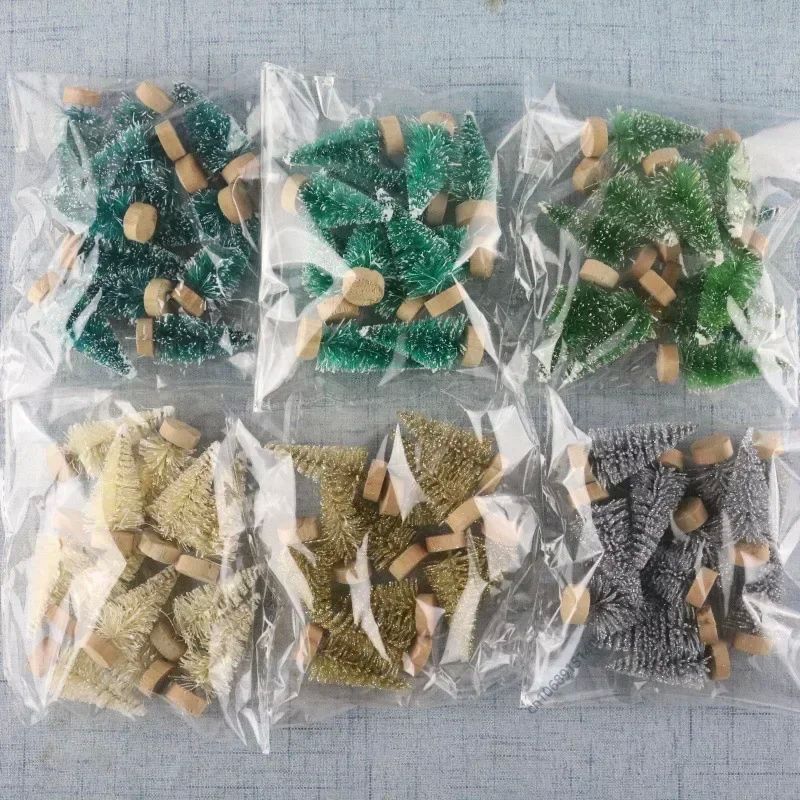 12 Piece DIY Mini Christmas Tree Sisal Silk Cedar - Desktop