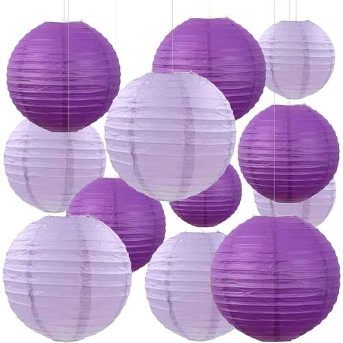 20pcs Lavender&Light Purple Round Paper Lanterns for Wedding