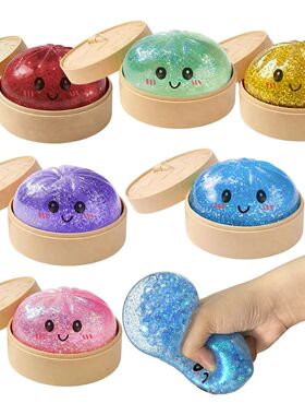 Realistic Giant Dumpling Squeeze Toy with Bamboo Steamer Sof