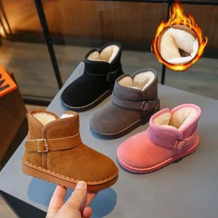 Kids Snow Boots Brown Boys and Girls Baby Flat Cotton Shoes