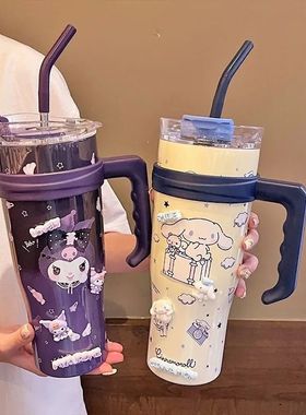 1200ml  Kuromi Thermos Bottle Cinnamoroll Sippy Water Cup Va