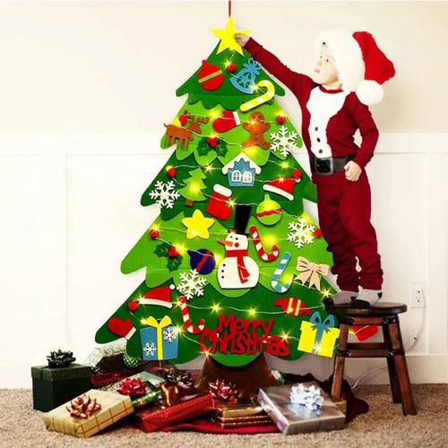 DIY Felt Christmas e with Light Christmas Decoration for Hom