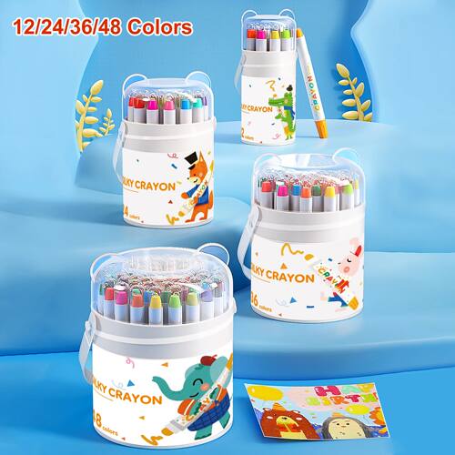 12/24/36/48 Color Silky Twistable Crayons,Washable Art Suppl
