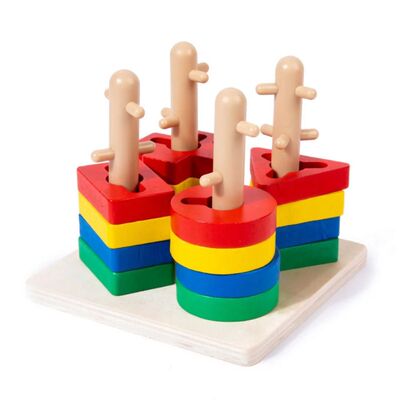Colorful Sorting and Stacking Toys Wooden Educational Recogn