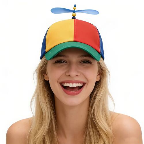 Funny Multicolor Propeller Hat For Adults Spinning Helicopte