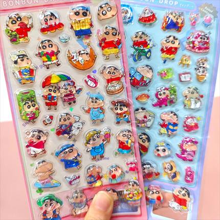 2025Kawaii Crayon Shin Chan Cartoon 3D PET Relief Water Stic
