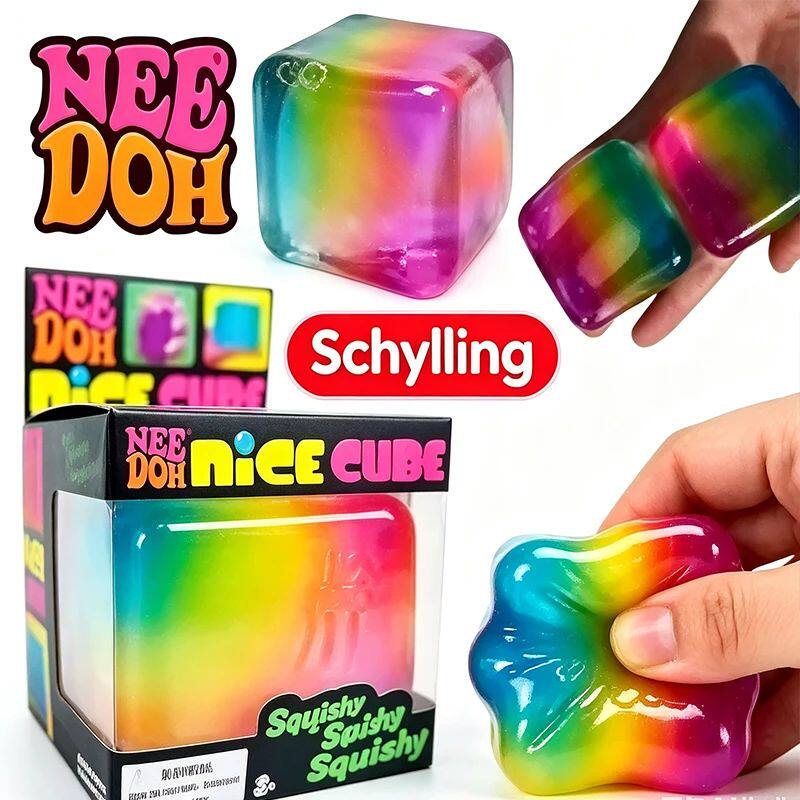 Hot！Needoh Rainbow Cube Squishy Fidget Toy Cube Sss Relief