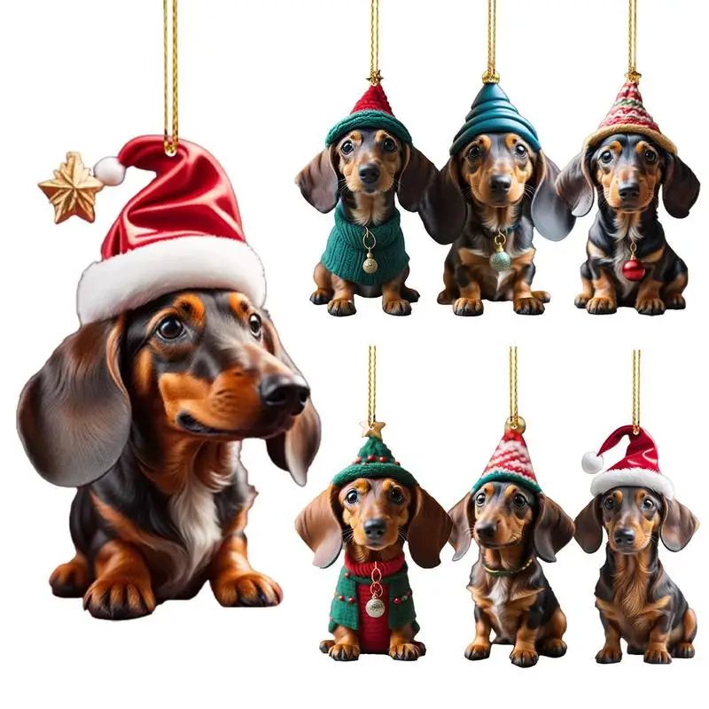 Christmas Tree Hanging Ornaments Dachshund Dog Shaped Pendan