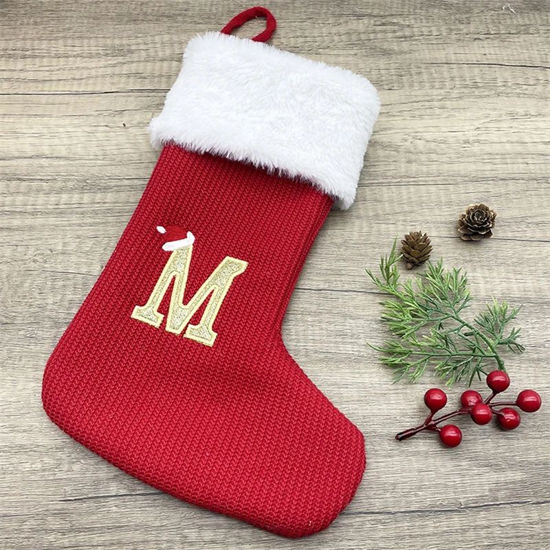 Christmas Socks Knitting Snowflake Letter Stocking Christmas