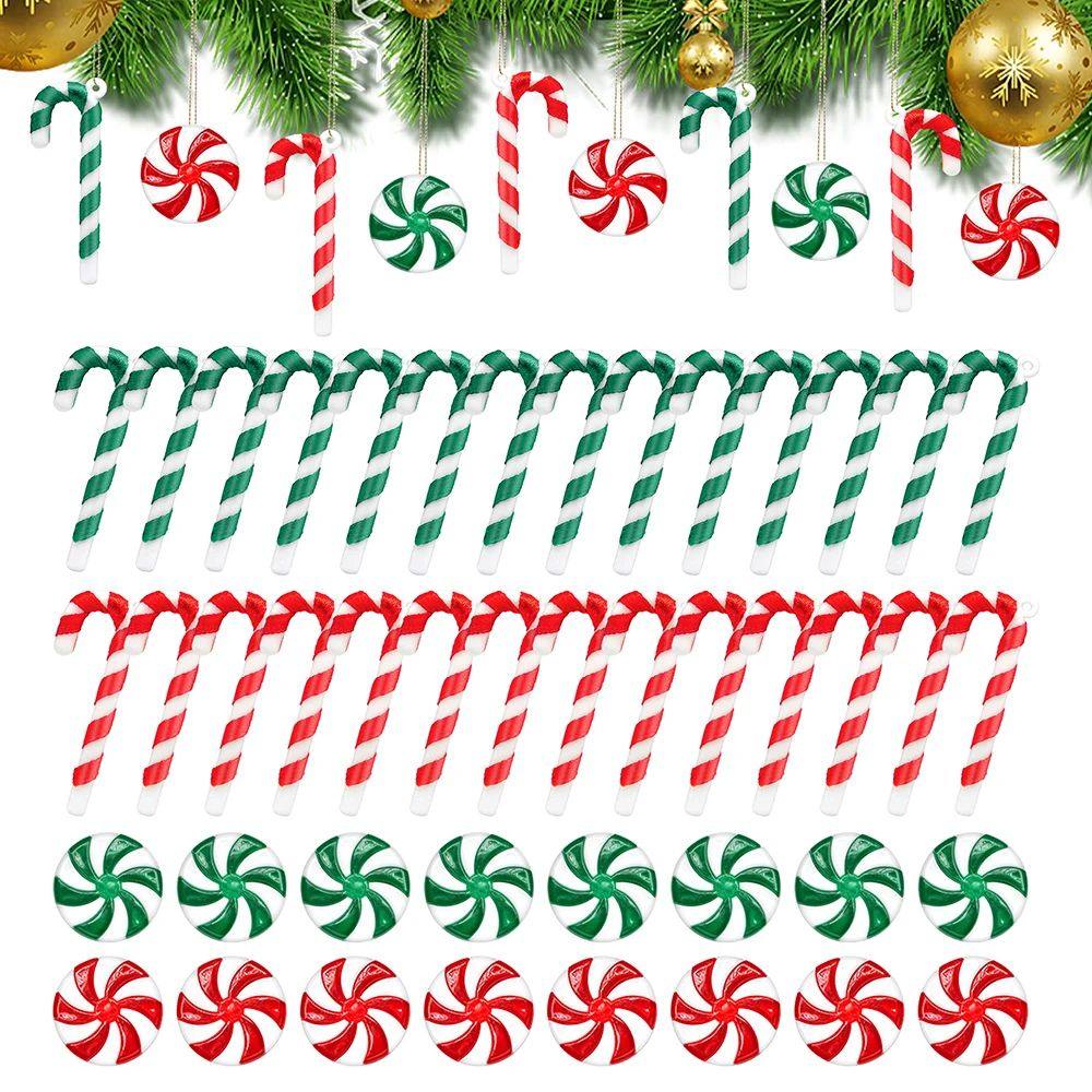 24PCS Mini Candy Canes Miniature Christmas Tree Decoration P