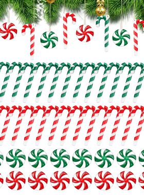 24PCS Mini Candy Canes Miniature Christmas Tree Decoration P