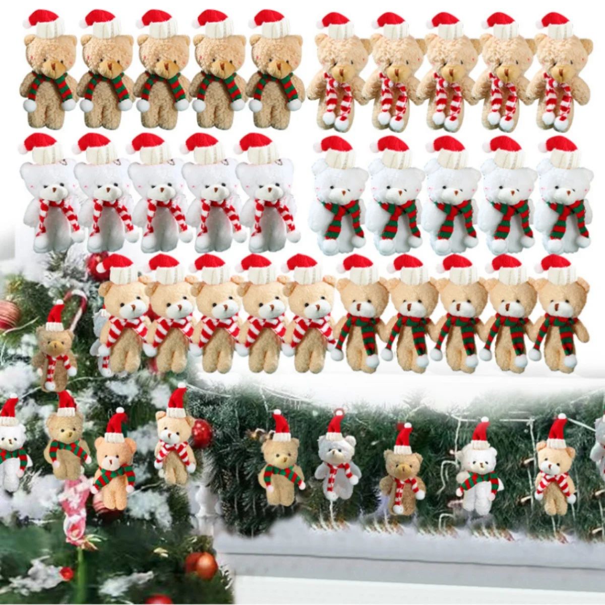 1-20Pcs Christmas Bear Plush Dolls 20cm Cute Animal Teddy Be