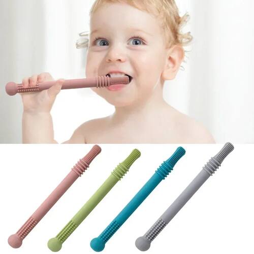 Baby Chewable Safe Toy Silicone Molar Straw Baby Teether Bab