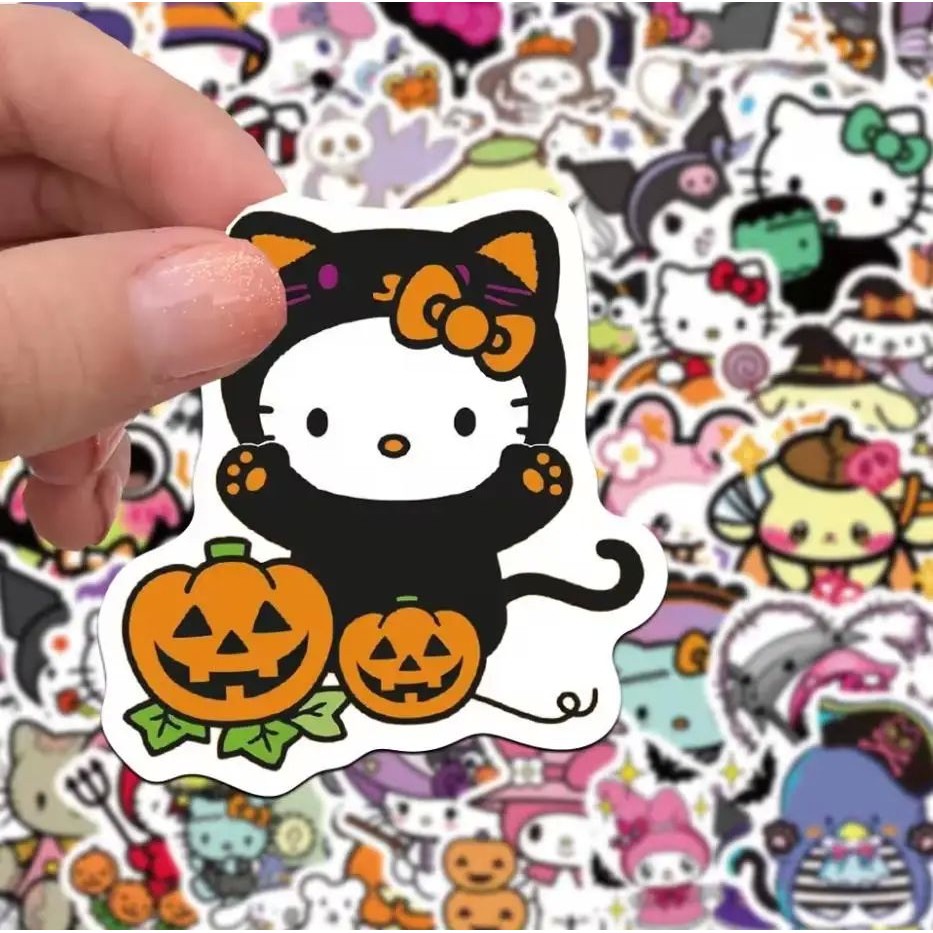 52PCS Cute Halloween Cartoon Sanrio Stickers Toys Funny Hell