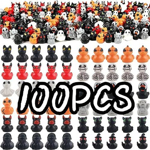 10/100pcs Halloween Mini Ducks Figurines Devil Ghost Skull R