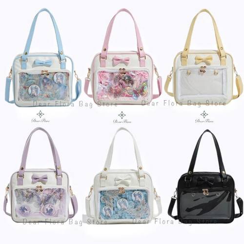Y2K Cute Bow Ita Bag Girl Transparent Messenger Bag Women Fa