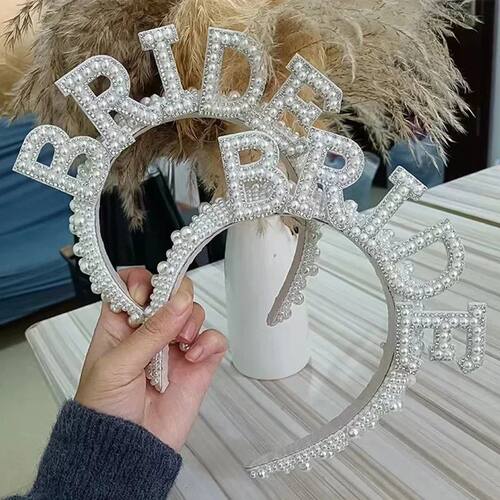 Bride to be Pearl crown Headband Bach Bachelorette hen Party