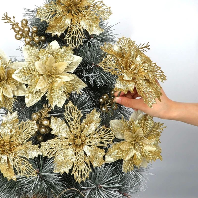22Pcs Christmas Decoration Artificial Flowers Berry Bouquet