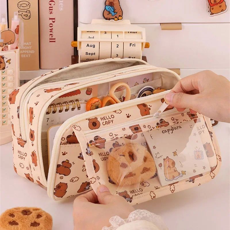 Capybara Multi-Layer Large Capacity Pencil Case Cartoon Stat