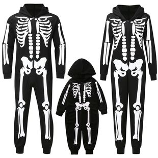 Halloween Carnival Outfit Family Costume Bone Skeleton Jumps