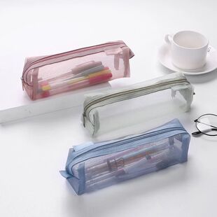 Translucent Simple Mesh Pen Bag Student Exam Stationery Bag
