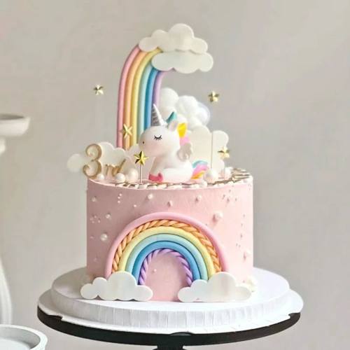 Rainbow Unicorn Themed Star Cloud Cake Decor Birthday Party