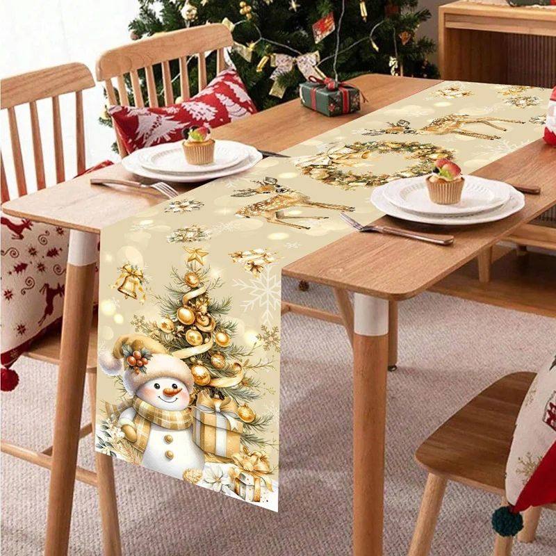 Polyester Christmas Table Runner Merry Christmas Decorations