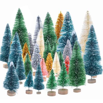 5pcs 5cm-12.5cm Mini Christmas Tree Gold Green Small Pine Tr