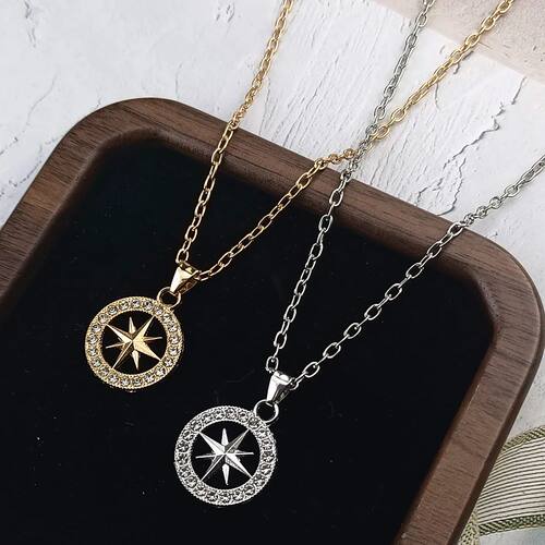 Merch Compass CZ Necklaces Hiphop SKZ STAY Pendant Cubic Zir