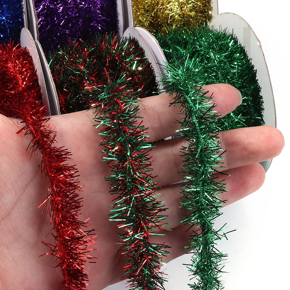 10Yards Christmas Ribbon Garland Cane Foil Tel Glitter Metal