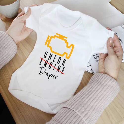 Funny Poopy Diaper Baby Romper Check Engine Baby Bodysuit Cu