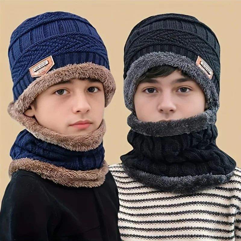 Kids Warm Knitted Hat Scarf Set Children Autumn Winter Hat S