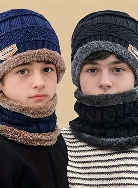 Kids Warm Knitted Hat Scarf Set Children Autumn Winter Hat S