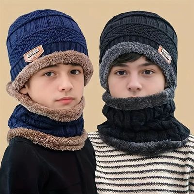 Kids Warm Knitted Hat Scarf Set Children Autumn Winter Hat S