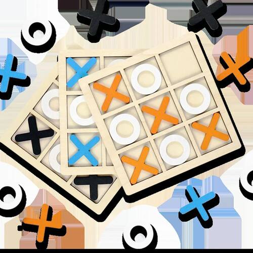 Wooden XO Tic Tac Toe Game Mini Chess Board Interaction Puzz