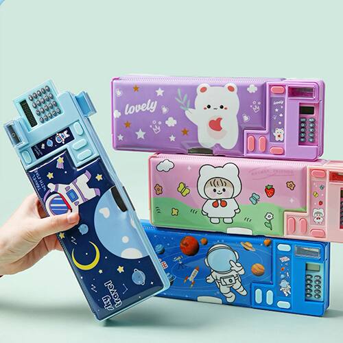 Cartoon Stationery Organizer Box Plastic Pencil Case Unicorn