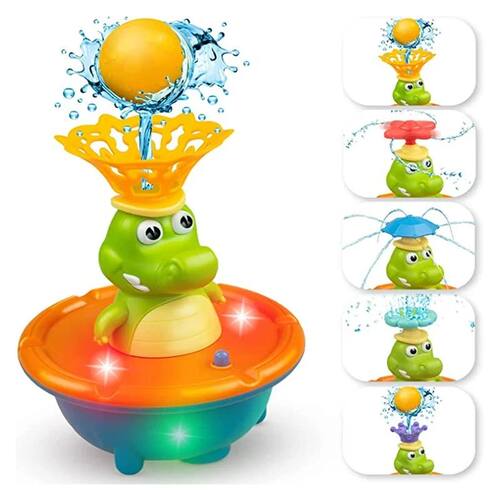Baby bath toys, glowing crocodile water spray toys, multiple