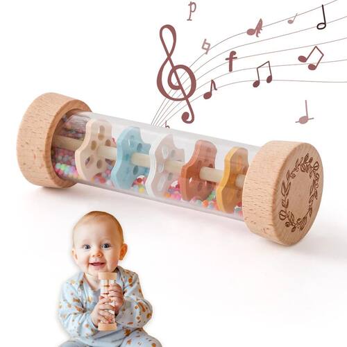 Montessori Baby Rain Stick Rainbow Hourglass Rain Music Ratt