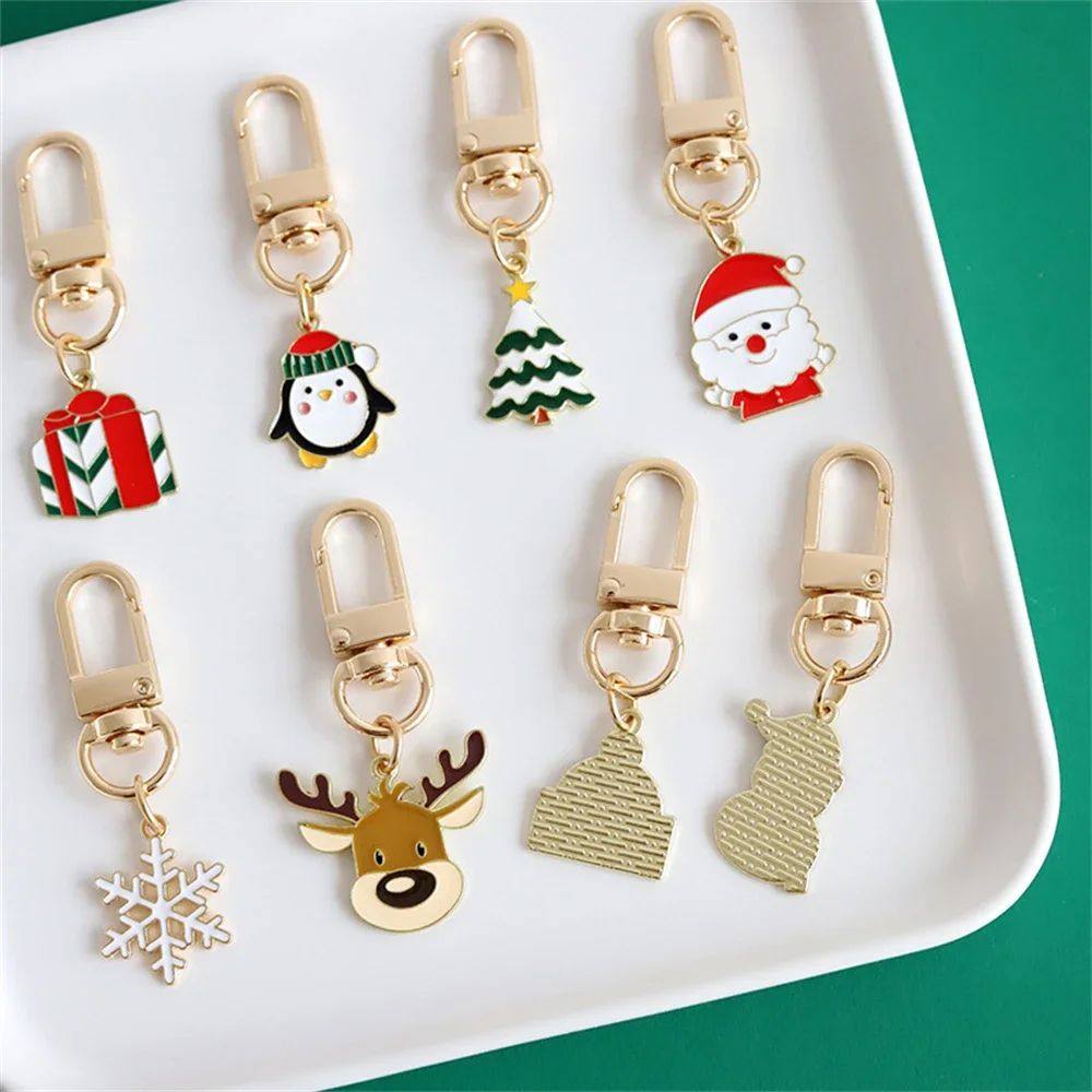New Mixed Christmas Keychain Cute Santa Claus Deer Candy Pen