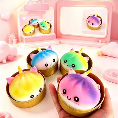 1/4Pcs Colorful BaoZi Dumpling Squishy Toy with Bamboo Sss R