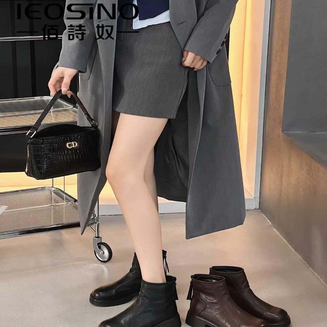 441521901佰诗奴2025新款春秋百搭单靴方跟英伦圆头马丁靴女短靴