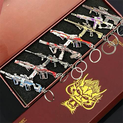 三角洲玩具周边MP7电玩高手迷你合金枪模AUG挂件腾龙巨浪礼盒套装