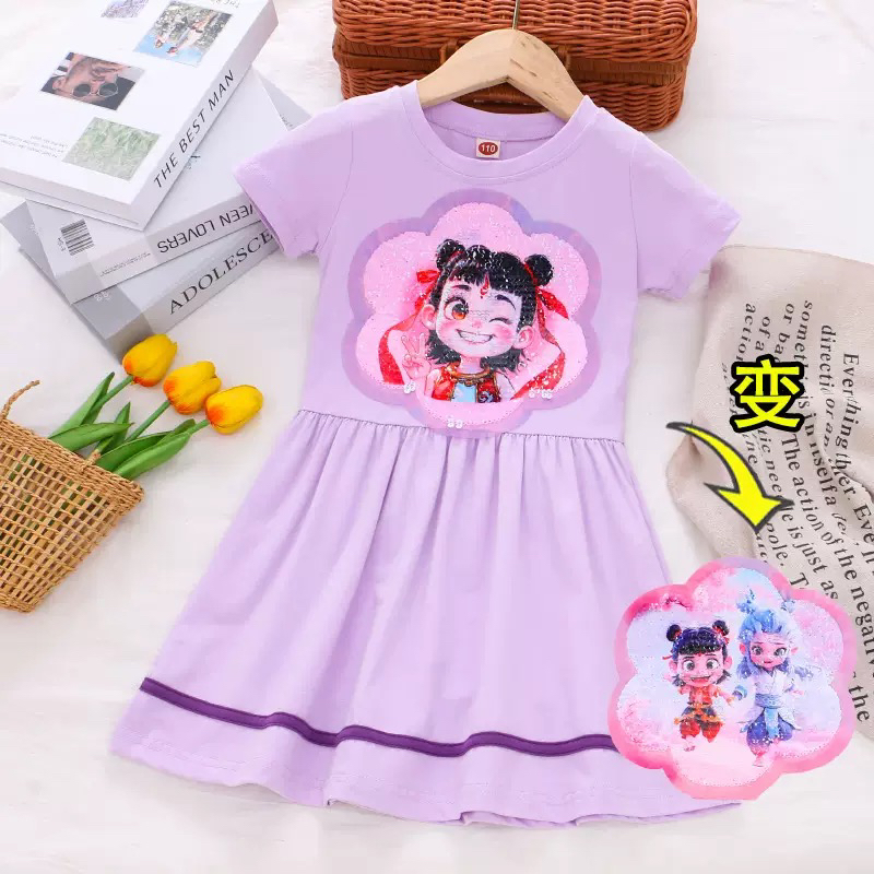 宝宝春秋新款变色亮片长袖裙