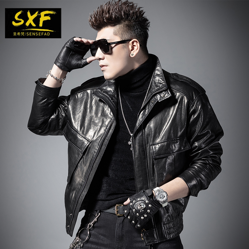 sxf圣希梵真皮皮衣冬季新款宽松